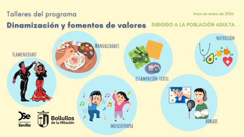 Abierto el plazo de inscripción para los talleres del programa “Dinamización y Fomento de Valores”.