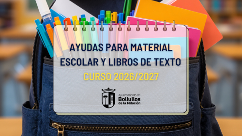 Abierto el plazo de solicitud de ayudas para material escolar y libros de texto 2026/2027.