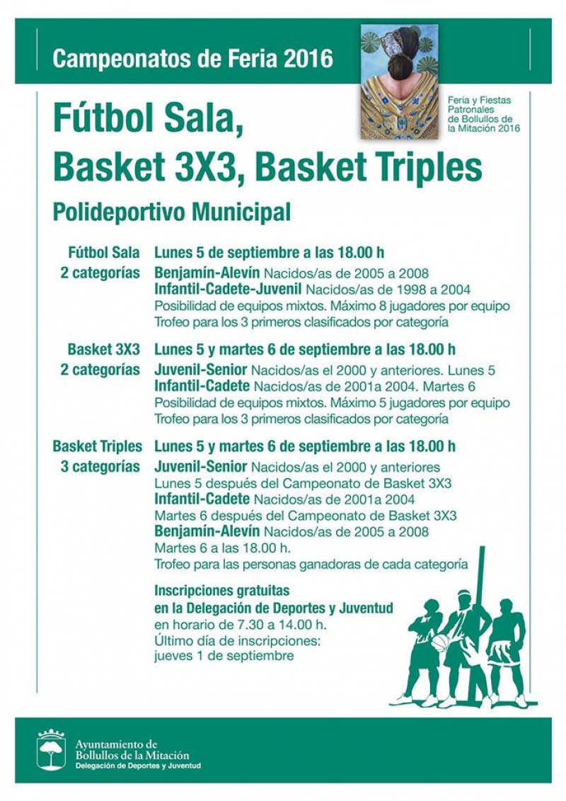 Campeonatos de Fútbol Sala, Basket 3x3 y Basket Triples