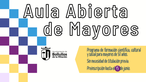 Abierto el plazo de preinscripción para el Aula Abierta de Mayores 2026-2027.