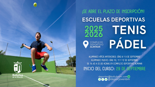 Anunciamos el plazo de inscripción para la temporada 2025-2026 de Tenis y Pádel.