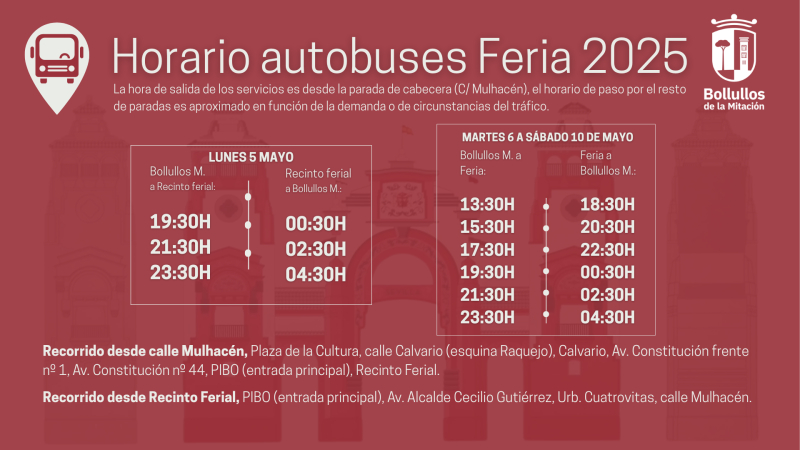 Horarios especiales de autobuses para la Feria de Abril 2025.