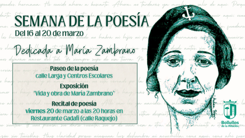 Bollullos celebra la Semana de la Poesía dedicada a María Zambrano.